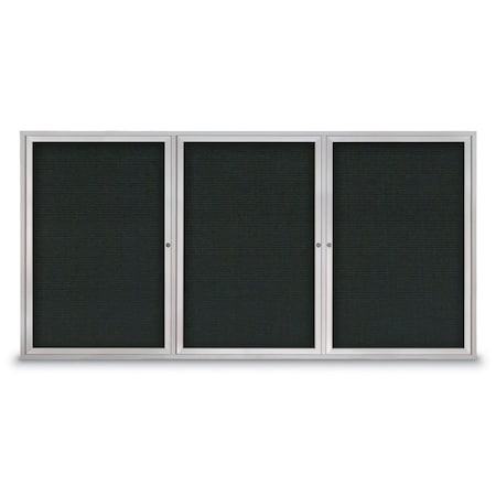 United Visual Products 18"x24" 1-Door Enclosed Outdoor Letterboard, Black Felt/Satin Alum UV1166D-SATIN-BLACK